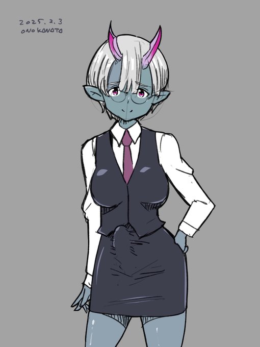 青肌鬼っ娘ちゃん。なんか気に入ってしまった。
魔界の小さい会社で事務員やってそう 