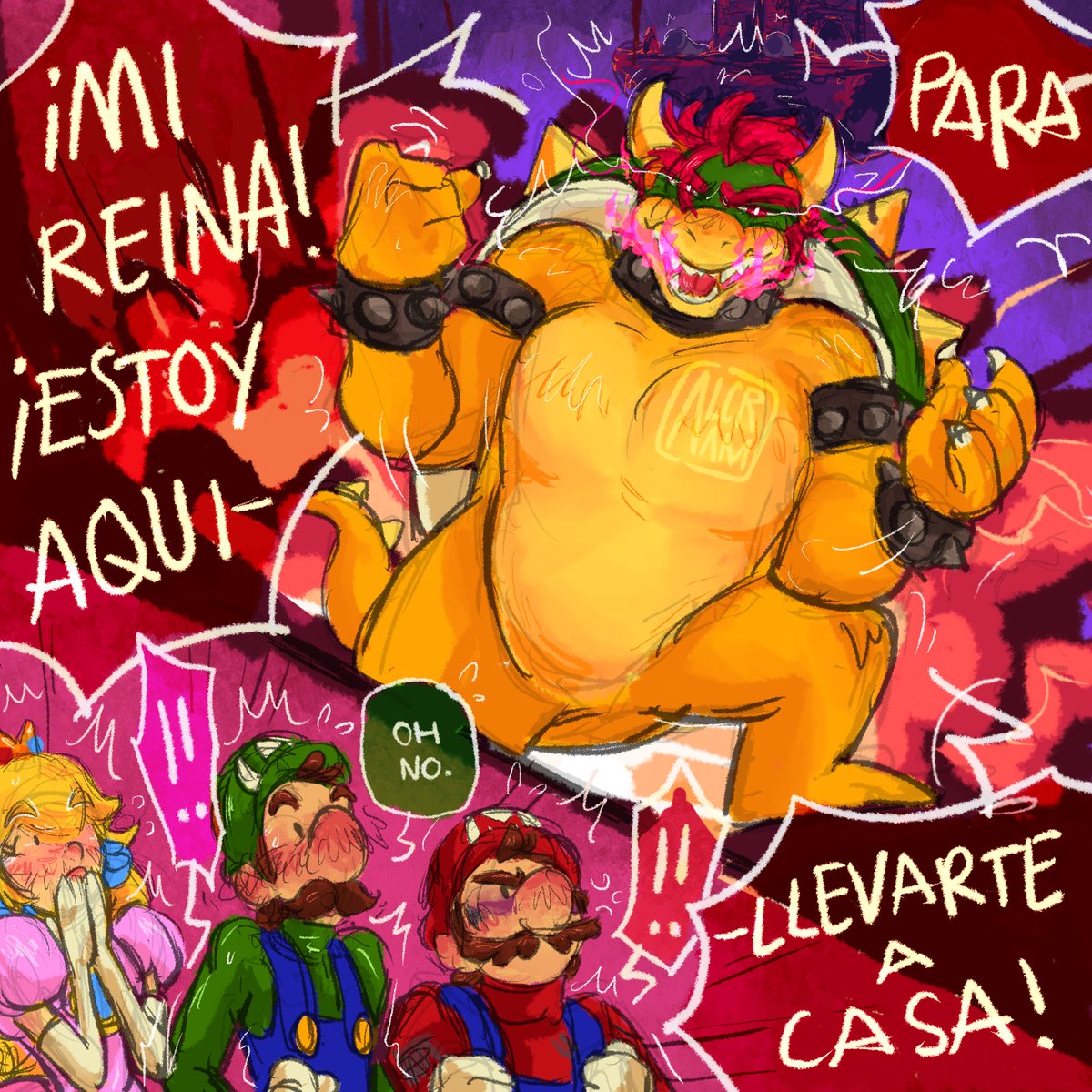 Alcram_art's tweet photo. Cap 5: Sentimientos Encontrados
Parte ( 3 / 3 ) #bowigui #bowserxluigi #luigixbowser
¡¡Luigi regreso!! Mario aún está lastimado por su su última pelea, pero ahora Peach puede cuidar de él antes de que Luigi explique lo qué pasó, pero - ¡¡KABUM!!
¡¡BOWSER VINO POR SU REINA!!❤️ https://t.co/gXl61ayuEO
