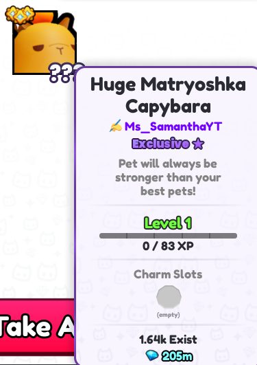 Giving away a Huge Matryoshka Capybara SIGNED by <a href="/MsSamanthaYT/">Ms. Samantha Gaming YT</a>

Requirements:
- Follow <a href="/Icexx/">Jack</a> &amp; <a href="/MsSamanthaYT/">Ms. Samantha Gaming YT</a>
- Like &amp; Retweet
-Comment Your Username
Ends on 2/5

#PetSimulator99 #PS99 #ROBLOX #petsimulator #Giveaway