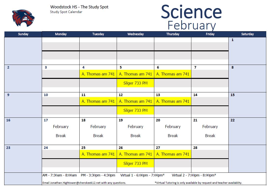 WoodstockHS1's tweet photo. We are off to a great start this semester, so keep it going in a positive direction, Wolverines! If you need extra help or support, WHS Study Spot is here to help! Check out tutoring dates &amp; times for February and prepare for a great result in May by starting today!!! #1Woodstock https://t.co/wZM86AJSh2