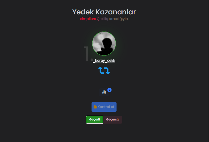 🎉 1835 VP Sahibini Buldu! 🎉

Ve kazanan belli oldu! 💥

🏆 Kazanan: <a href="/_koray_celik/">Koray</a> 

Tebrikler! 🎯 Ödülünü almak için benimle DM’den iletişime geçebilirsin.

Katılan herkese teşekkürler! Daha nice sürprizler için takipte kalın. 💚
