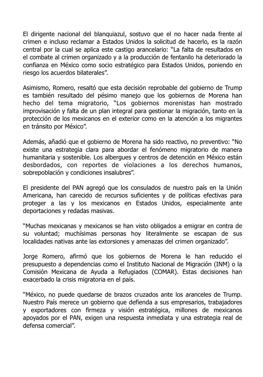 AccionNacional's tweet photo. #Boletín📰

Lo dijimos desde hace mucho, la política de “abrazos” hoy tiene a México ante su peor amenaza económica. Estas son las consecuencias de la evidente decisión de no combatir al crimen organizado.  

@AccionNacional siempre del lado de las Familias mexicanas. 📲🔗 https://t.co/df6NFrHydh