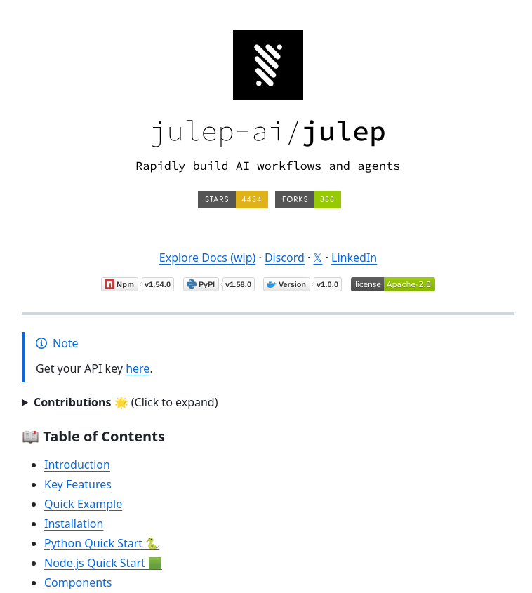 tom_doerr's tweet photo. Julep AI: Agent-based chat and task automation https://t.co/EFjBGnLVky