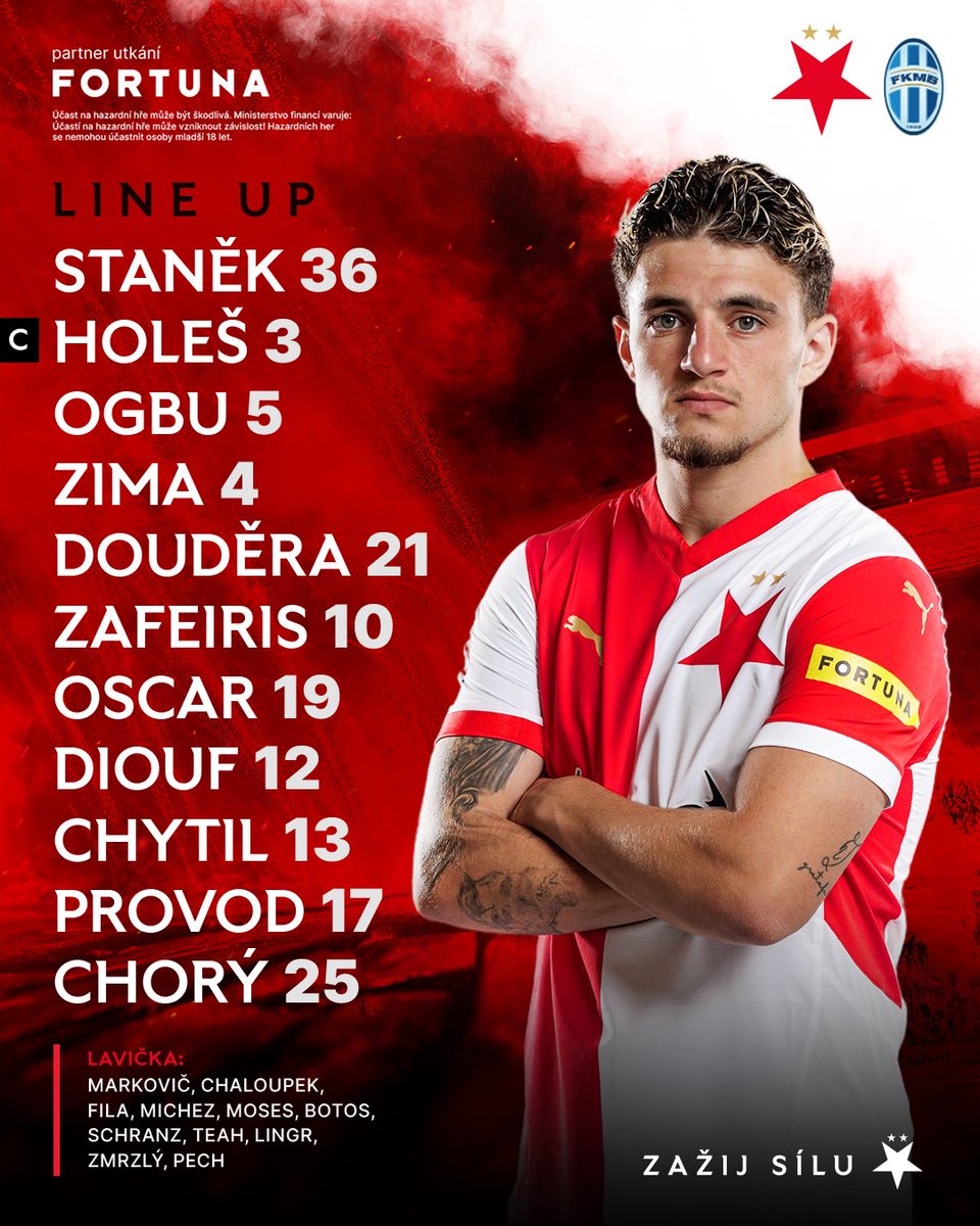 slaviaofficial's tweet photo. 👥 V úvodním ligovém kole jara vyběhne tato 𝐗𝐈 #slambl
🐅 Jindřich Staněk zpátky v brance
🦾 Lukáš Provod v základní sestavě
🔟 Christos Zafeiris ve středu hřiště
📰 https://t.co/4hUXFwrKYm https://t.co/y2bexF7eZy
