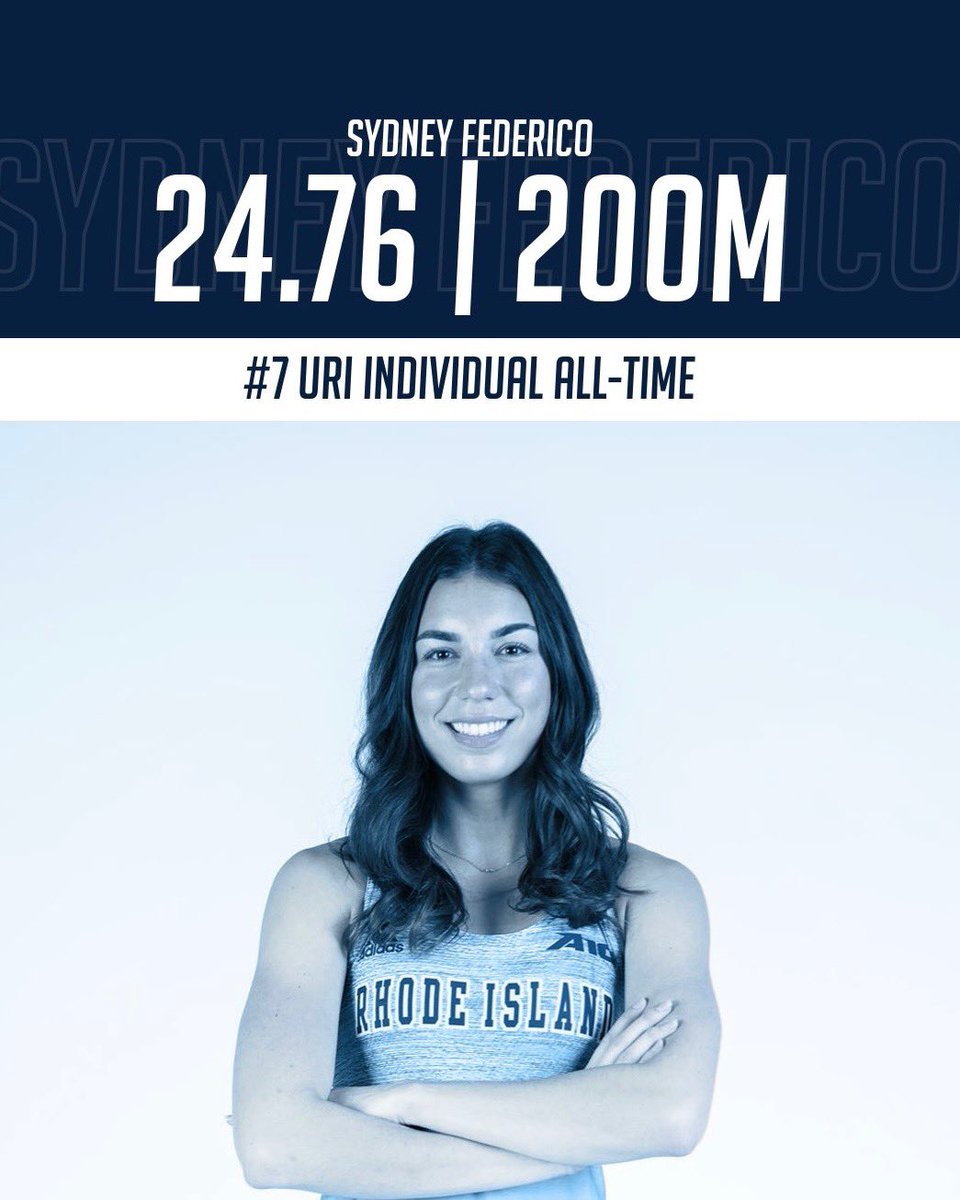 Congratulations to Sydney who ran personal best and URI all-time marks in both the #BUTerrierClassic 200 and  400 Meters! She is currently ranked #1 in the #A10ITF 400 Meters, #2 in the 500 Meters and #4 in the 200 Meters! #GoRhody #URI
