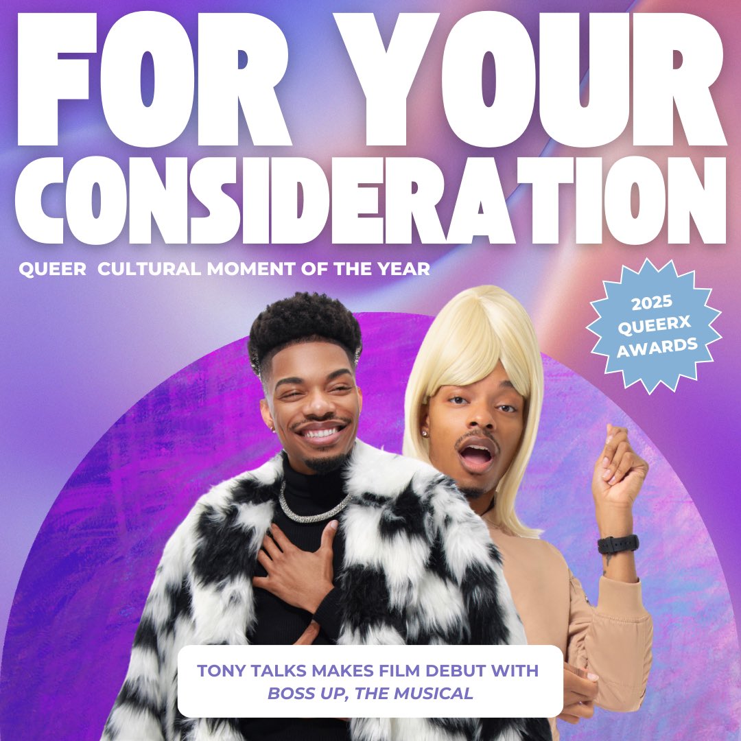 #2025QueerXAwards | For Your Consideration: Queer Cultural Moment of the Year. <a href="/iamtonytalks/">IAmTonyTalks</a> Tony Talks released his first film, Boss Up, The Musical, on Revry. 

The film, follows Cassandra, picking herself back up after getting fired from her big-time job.