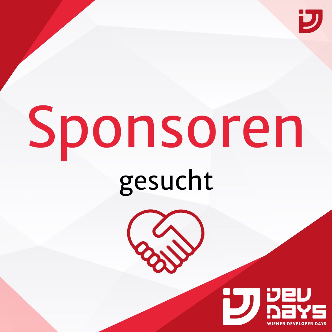 Wiener Developer Days (@wienerdevdays) on Twitter photo Damit unsere Community-Konferenz in Wien auf sicheren Füßen steht, sind wir noch auf der Suche nach euch als unserem Partner.
Schreibt uns und sichert euch euren Sponsoren-Platz auf den 1. Wiener-DevDays. E-Mail: info@wiener-devdays.at
#wienerdevdays #wienerdevdays25 Damit unsere Community-Konferenz in Wien auf sicheren Füßen steht, sind wir noch auf der Suche nach euch als unserem Partner.
Schreibt uns und sichert euch euren Sponsoren-Platz auf den 1. Wiener-DevDays. E-Mail: info@wiener-devdays.at
#wienerdevdays #wienerdevdays25