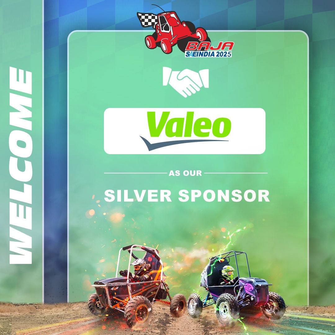 BAJASAEINDIA's tweet photo. Welcoming our esteemed Silver Sponsors for BAJA SAEINDIA 2025:
@IPG_Automotive @TataMotors @Valeo_Group
Together, driving innovation and excellence forward!
#bajasaeindia #fusion4future #sponsors https://t.co/vXGJ4kABu3