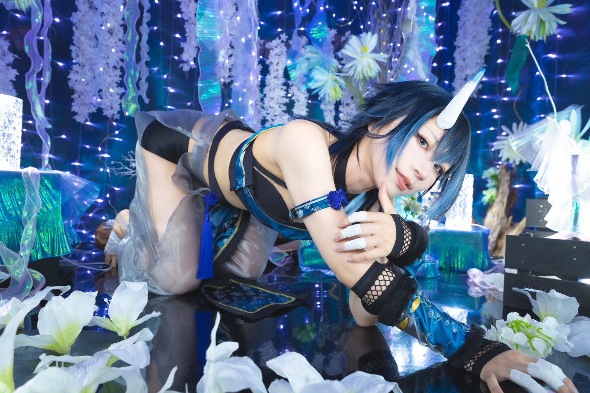 nurdjunkie's tweet photo. 【撮影】

創作　鬼🟨🟦

model：香椎さん
photo：お魚

#創作
#スタジオこむや
#osknphoto https://t.co/8z9RAbYUAo