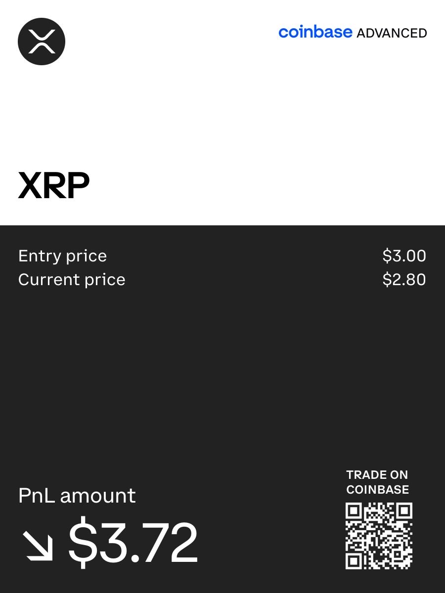 Check out my XRP performance on @Coinbase Advanced. Trade over 550 crypto markets on @Coinbase Advanced now. Get started with my ref link: advanced.coinbase.com/join/6KQ3D7R