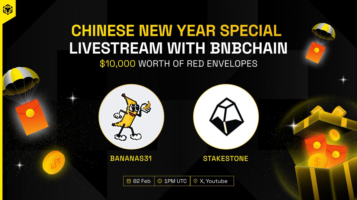 BNB Chain (@bnbchain) on Twitter photo Join our livestream and grab a share of the $10,000!🧧
youtube.com/watch?v=Nwm_76…
Rewards will be explained and distributed during the livestream.
How to participate:
1️⃣ Follow <a href="/BNBCHAIN/">BNB Chain</a> , <a href="/BNBCHAINZH/">BNB Chain 華語</a>, <a href="/BananaS31_bsc/">$Banana for Scale</a> and <a href="/Stake_Stone/">StakeStone</a>
2️⃣ Reshare this post
3️⃣ Share your BSC Join our livestream and grab a share of the $10,000!🧧
youtube.com/watch?v=Nwm_76…
Rewards will be explained and distributed during the livestream.
How to participate:
1️⃣ Follow <a href="/BNBCHAIN/">BNB Chain</a> , <a href="/BNBCHAINZH/">BNB Chain 華語</a>, <a href="/BananaS31_bsc/">$Banana for Scale</a> and <a href="/Stake_Stone/">StakeStone</a>
2️⃣ Reshare this post
3️⃣ Share your BSC