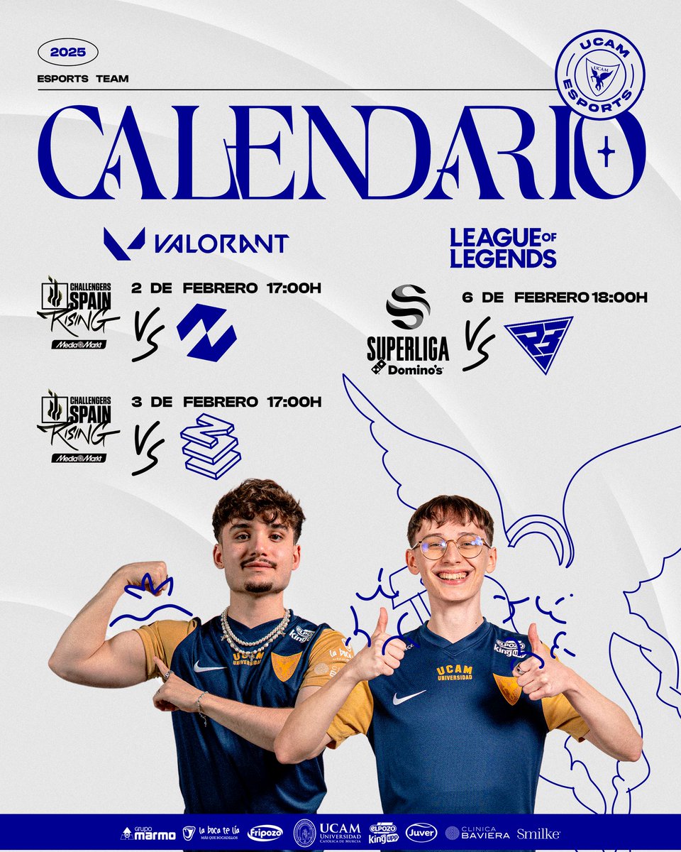 UCAM Esports (@ucam_esports) on Twitter photo 🔵 CALENDARIO SEMANAL 🔵
En la Rising seguimos luchando por el TOP4, y el equipo de Superliga empieza el suizo 😎
#RisingMediaMarkt 👇
📆 Hoy vs <a href="/ZetaGaming/">ZETA Gaming</a> a las 17h
📆 Lunes vs <a href="/NOVOEsports/">NOVO Esports</a> a las 21h
📺 twitch.tv/kadnita y twitch.tv/LVPes2
#SuperligaDominos 👇 🔵 CALENDARIO SEMANAL 🔵
En la Rising seguimos luchando por el TOP4, y el equipo de Superliga empieza el suizo 😎
#RisingMediaMarkt 👇
📆 Hoy vs <a href="/ZetaGaming/">ZETA Gaming</a> a las 17h
📆 Lunes vs <a href="/NOVOEsports/">NOVO Esports</a> a las 21h
📺 twitch.tv/kadnita y twitch.tv/LVPes2
#SuperligaDominos 👇