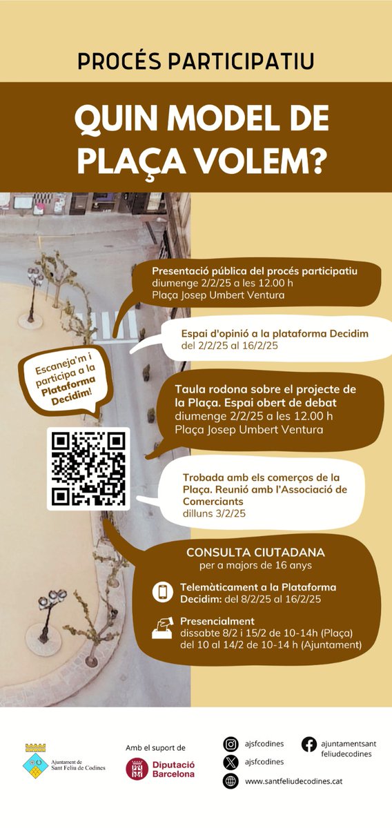 AjSFCodines's tweet photo. Molt interès dels codinencs i codinenques per conèixer les propostes de model de plaça #sfc182 i la mobilitat en la presentació del procés participatiu que s'ha fet avui.

ℹ️ Més info a la plataforma Decidim: https://t.co/rK1i3mDoDq

🗳️ Consulta ciutadana del 8 al 16 de febrer https://t.co/wyzdQQhPUB