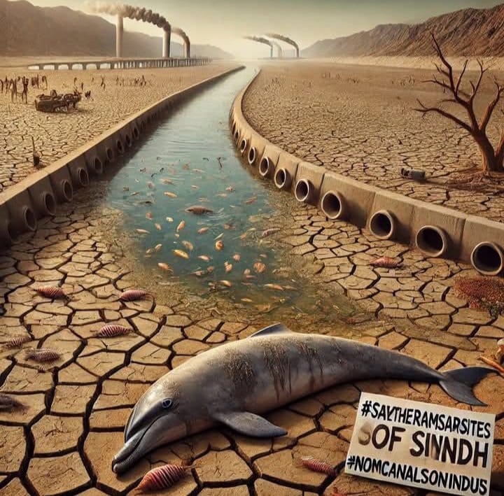 پاڻي بچايو، ماحول بچايو، سنڌ بچايو، سنڌو بچايو.

#NoMoreCanalsOnIndusRiver