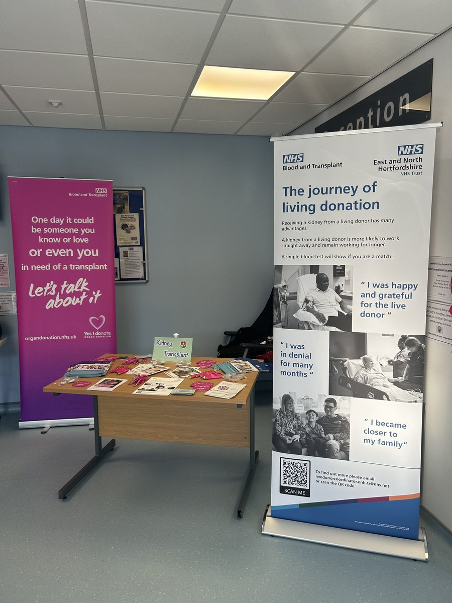Claire McDonald (@mcdonaldc123) on Twitter photo All set up for renal patient information day <a href="/enherts/">East and North Hertfordshire Teaching NHS Trust</a> <a href="/lauraratcliffe7/">Laura Ratcliffe</a> <a href="/praveenjeeva/">Praveen Jeevaratnam</a> <a href="/SandraCruicksh5/">Sandra Cruickshank💙</a> #organdonation #livingdonation All set up for renal patient information day <a href="/enherts/">East and North Hertfordshire Teaching NHS Trust</a> <a href="/lauraratcliffe7/">Laura Ratcliffe</a> <a href="/praveenjeeva/">Praveen Jeevaratnam</a> <a href="/SandraCruicksh5/">Sandra Cruickshank💙</a> #organdonation #livingdonation