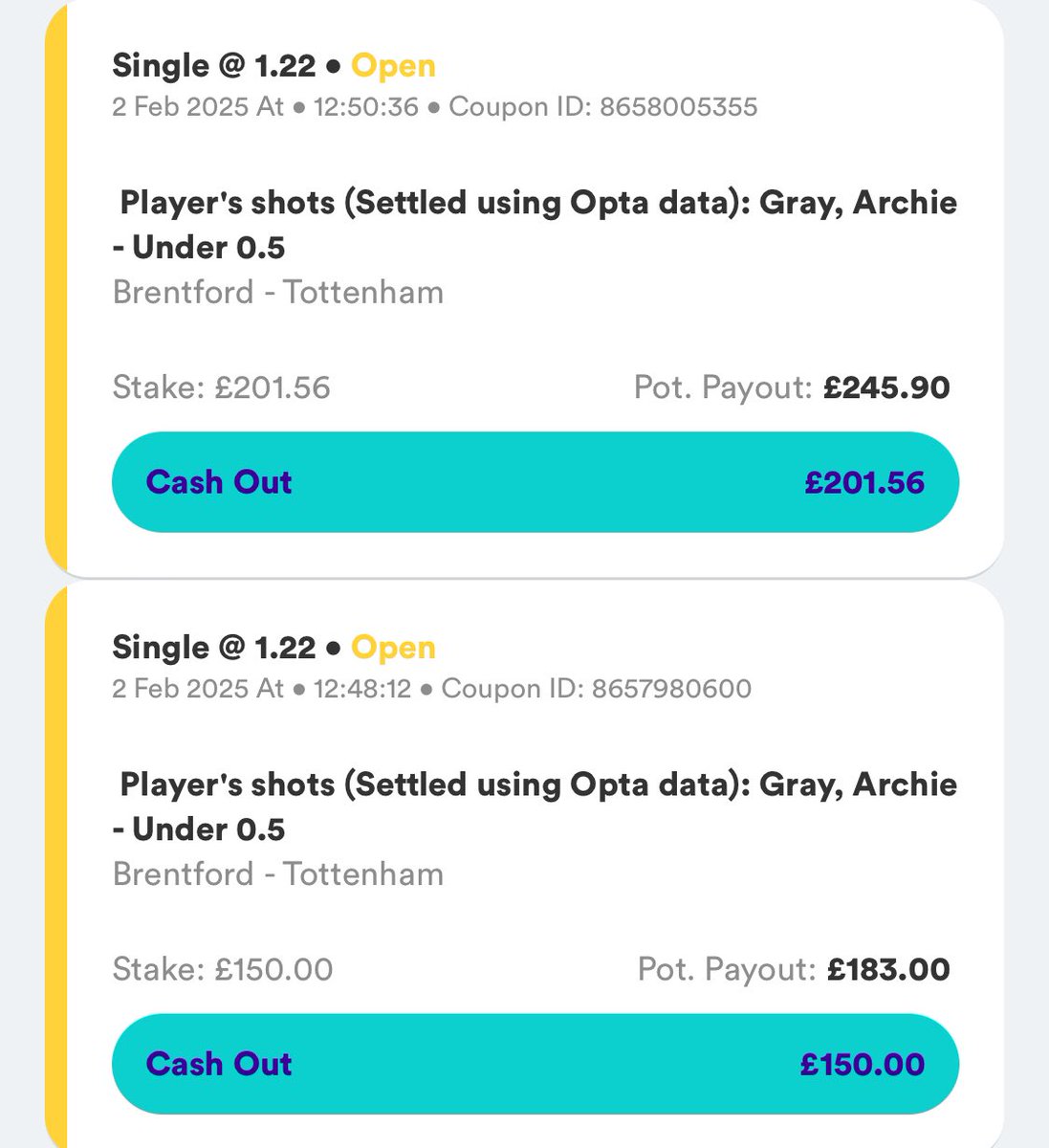 Archie Gray is back at CB, so the challenge resumes 👀

We turned £50 👉 £351.56 so far