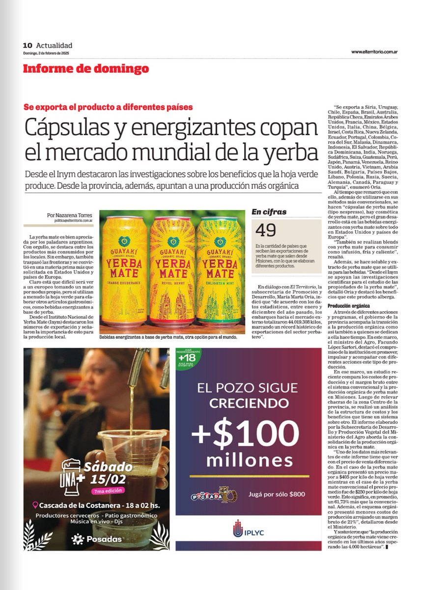 Nazarena🖋 (@nazaatorres) on Twitter photo (…) hay mucho más que se puede hacer con la yerba mate al utilizarla como materia prima. Numerosos estudios descubrieron sus poderes medicinales y antioxidantes, por lo que además se volvió un producto muy apreciado en el ámbito científico.
Un nuevo informe 🫶🏻 <a href="/TerritorioD/">El Territorio</a> (…) hay mucho más que se puede hacer con la yerba mate al utilizarla como materia prima. Numerosos estudios descubrieron sus poderes medicinales y antioxidantes, por lo que además se volvió un producto muy apreciado en el ámbito científico.
Un nuevo informe 🫶🏻 <a href="/TerritorioD/">El Territorio</a>
