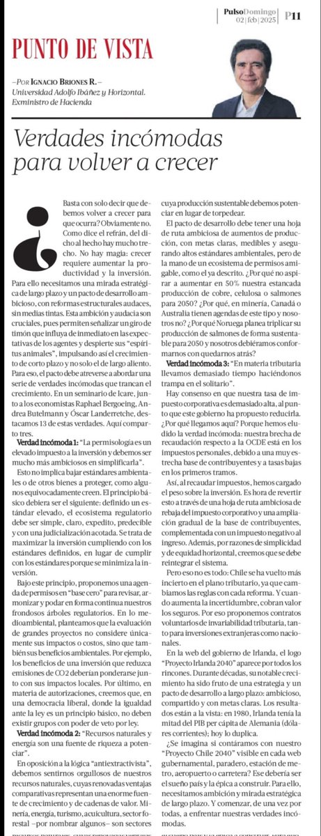 Para volver a CRECER:

¿Basta con solo decir que debemos volver a crecer para que ocurra? Obviamente no. 

Para volver a crecer necesitamos empezar a abordar una serie de verdades incómodas. Comparto columna de hoy en la 3a/Pulso