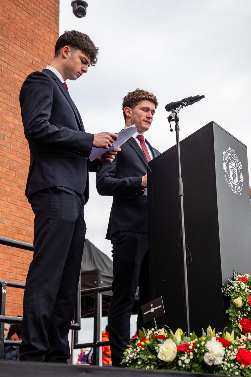 Proud of these two Academy boys today, Tyler Fredricson and Jacob Devaney, who spoke about the enduring legacy of Munich and the Busby Babes on young players at United today. They impressed Brian Kidd, too!

A touching, well attended pre-match memorial service at Old Trafford.