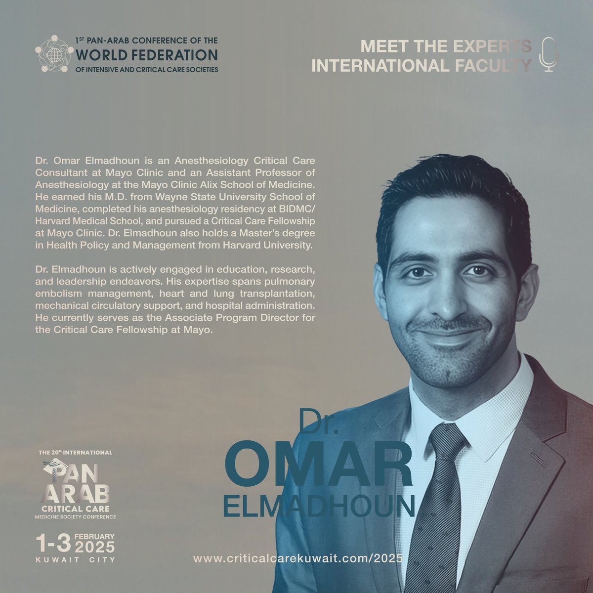 First PAN-ARAB Conference of the world federation of intensive and critical care societies. 

the 20th International Pan Arab Critical Care Medicine Society (IPACCMS) Conference

“ Innovation in Critical Care Medicine ”

🔗 Registration link is mentioned in bio