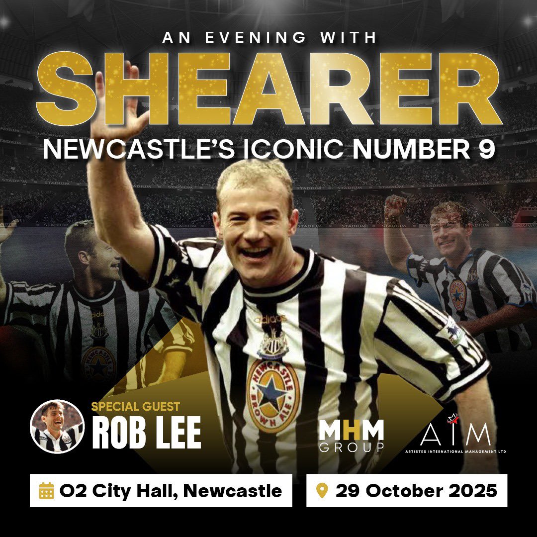Artistes International Management Ltd. (@artistesintman) on Twitter photo On general sale tomorrow from 10.00am, this is a must for any NUFC fan!
<a href="/alanshearer/">Alan Shearer</a> <a href="/MHMMediaGroup/">Michael Hall Mcpherson</a> <a href="/O2CityHall/">O2 City Hall Newcastle</a> <a href="/GoldupsLane/">Goldups Lane</a> On general sale tomorrow from 10.00am, this is a must for any NUFC fan!
<a href="/alanshearer/">Alan Shearer</a> <a href="/MHMMediaGroup/">Michael Hall Mcpherson</a> <a href="/O2CityHall/">O2 City Hall Newcastle</a> <a href="/GoldupsLane/">Goldups Lane</a>