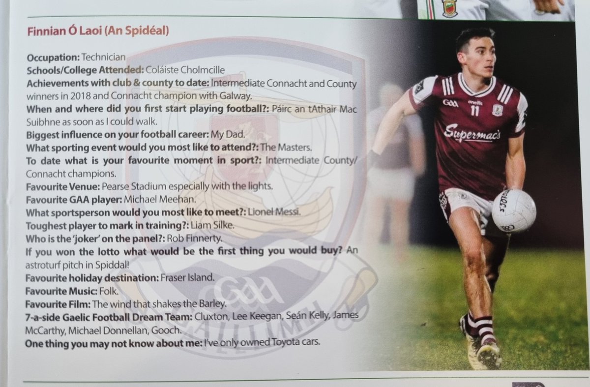 SportRnaG's tweet image. Píosa beag faoi imreoir @CLG_AnSpideal i  gClár an Lae inniu

Beidh Finnian Ó Laoi ag imirt do @Galway_GAA sa gcluiche sraithe Náisiúnta Peile i  gcoinne @MayoGAA ag 2.30

Beidh tráchtaireacht ar an gcluiche le cloisteáil ar Spórt an Lae ar @RTERnaG
