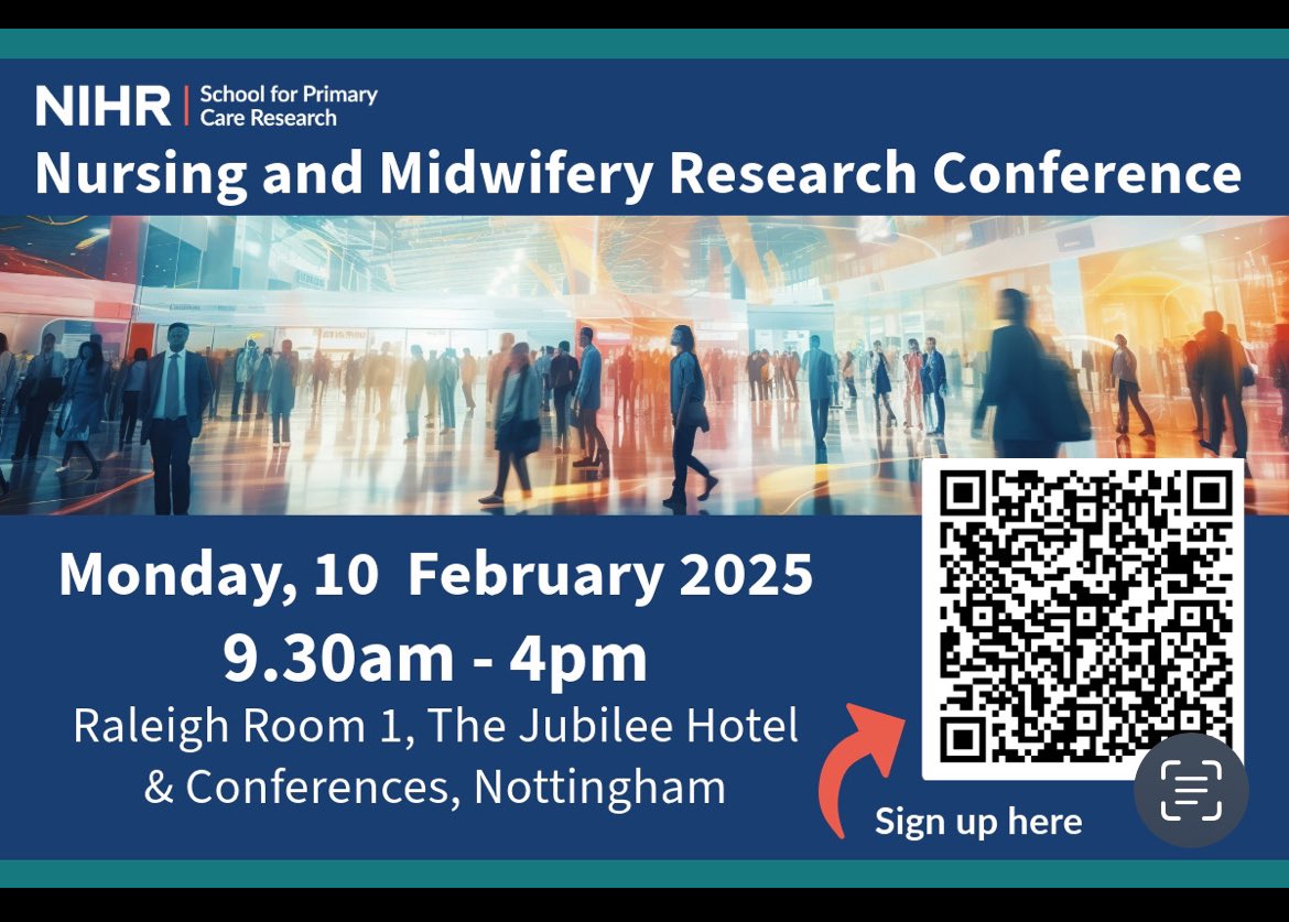 Dr Andrew Finney (@finbo1977) on Twitter photo We are just over a week away from our N&M conference ‘Empowering you to understand the research landscape’.
We have 5 (five) FREE places left for delegates! Just scan the QR code and sign up. We’d like to fill all seats! <a href="/NIHRSPCR/">NIHR School for Primary Care Research</a> <a href="/drjoanne_cooper/">Jo Cooper RN PhD FAAN💙</a> <a href="/AlisonProf/">Prof Alison Richardson</a> <a href="/TheQNI/">The Queen's Nursing Institute</a> <a href="/sapcacuk/">SAPC</a> We are just over a week away from our N&M conference ‘Empowering you to understand the research landscape’.
We have 5 (five) FREE places left for delegates! Just scan the QR code and sign up. We’d like to fill all seats! <a href="/NIHRSPCR/">NIHR School for Primary Care Research</a> <a href="/drjoanne_cooper/">Jo Cooper RN PhD FAAN💙</a> <a href="/AlisonProf/">Prof Alison Richardson</a> <a href="/TheQNI/">The Queen's Nursing Institute</a> <a href="/sapcacuk/">SAPC</a>