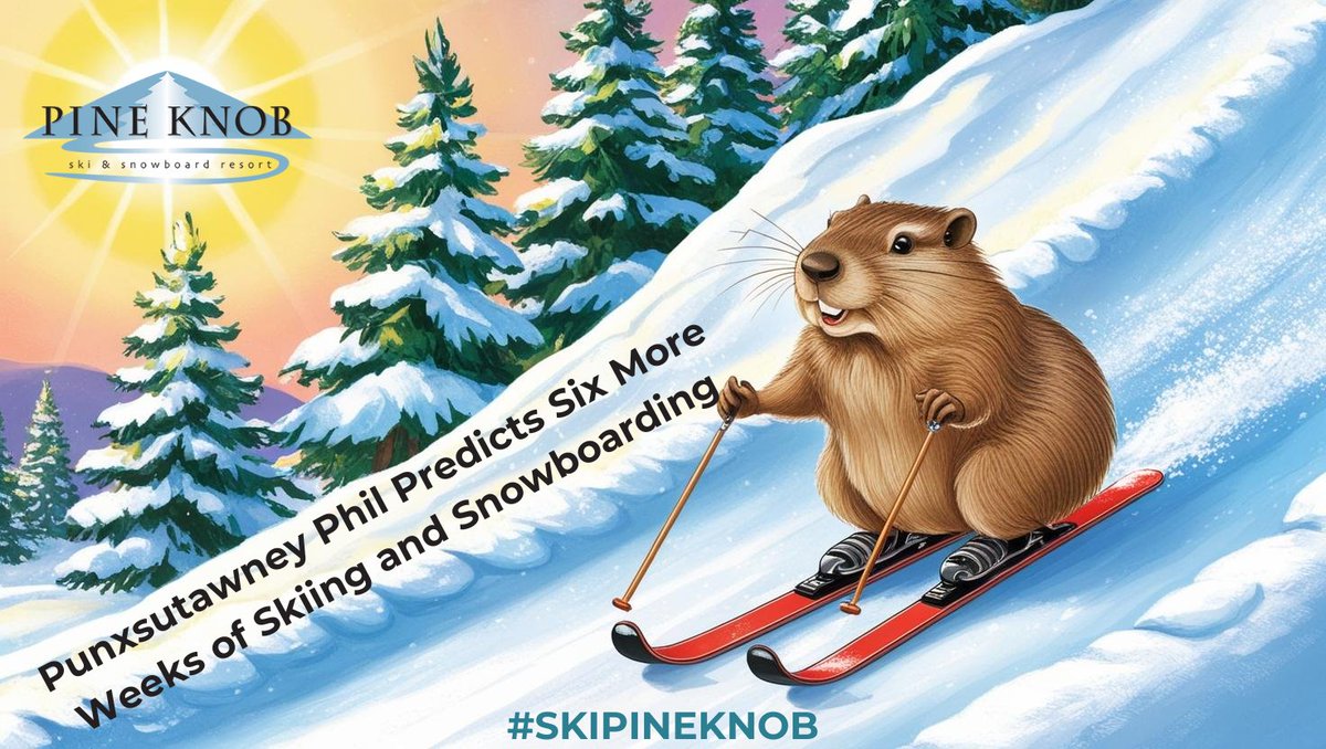 SkiPineKnob's tweet image. SIX MORE WEEKS OF WINTER
Punxsutawney Phil saw his shadow this morning and by lore, we now have six more weeks of skiing and snowboarding. Thank you Phil.
😀 Sunday Hours, 9am-9pm
😀 NASTAR Racing, 1pm-6pm

#SkiPineKnob #GoSkiMichigan #SkiMichigan #PunxsutawneyPhil