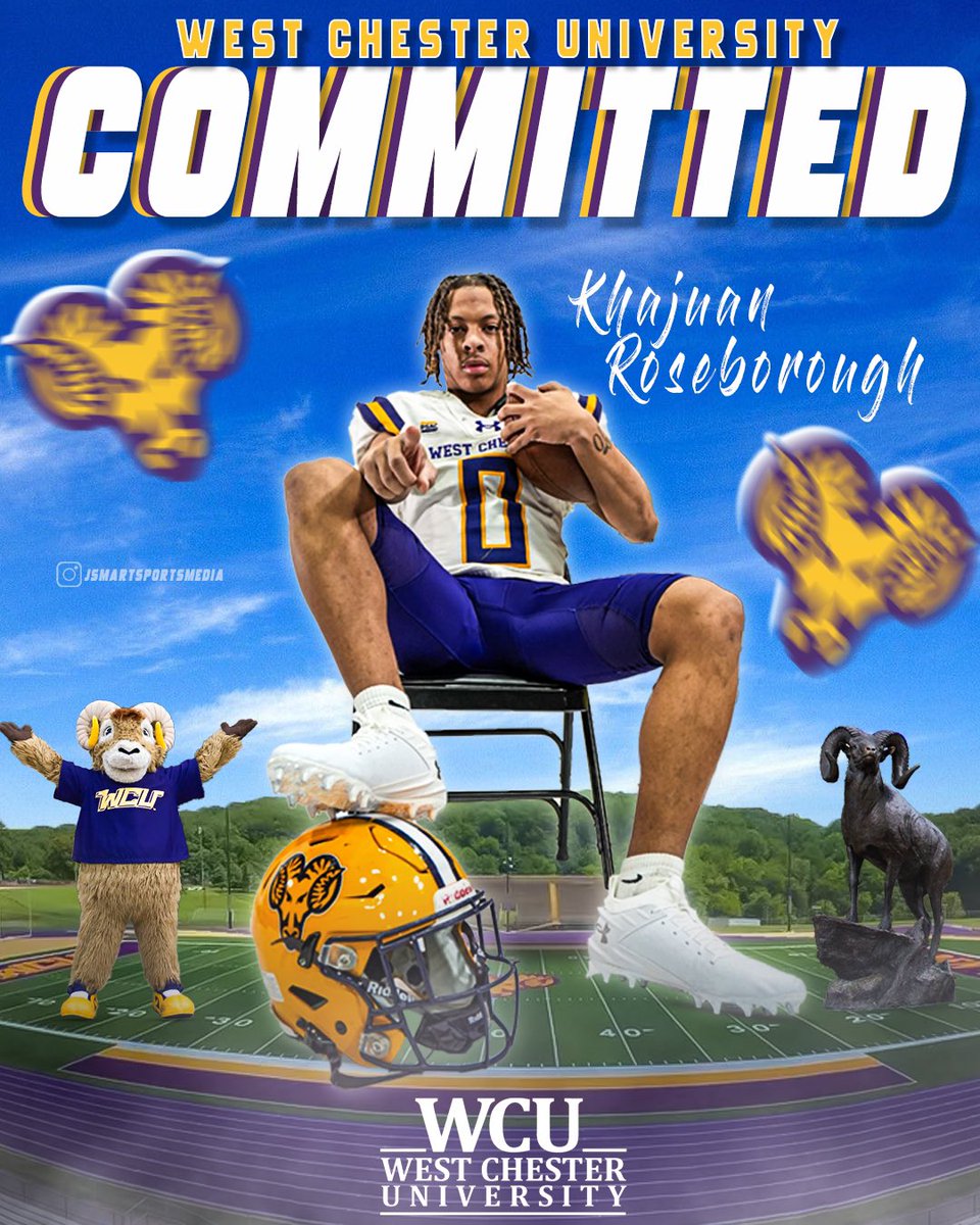 khajuan x roseborough (@khajuan_) on Twitter photo I’m excited to announce my commitment to West Chester University to continue my academic and football career. Huge thanks to my family, coaches, and teammates for their support throughout this journey. Let’s work
💛💜
<a href="/CoachLewis_shec/">Coach Kaiwan Lewis</a> <a href="/CoachKeenan3AC/">Coach Keenan Wright</a> <a href="/CoachGToney/">Gerald Toney</a> <a href="/WCU_CoachGreco/">Duke Greco</a> I’m excited to announce my commitment to West Chester University to continue my academic and football career. Huge thanks to my family, coaches, and teammates for their support throughout this journey. Let’s work
💛💜
<a href="/CoachLewis_shec/">Coach Kaiwan Lewis</a> <a href="/CoachKeenan3AC/">Coach Keenan Wright</a> <a href="/CoachGToney/">Gerald Toney</a> <a href="/WCU_CoachGreco/">Duke Greco</a>