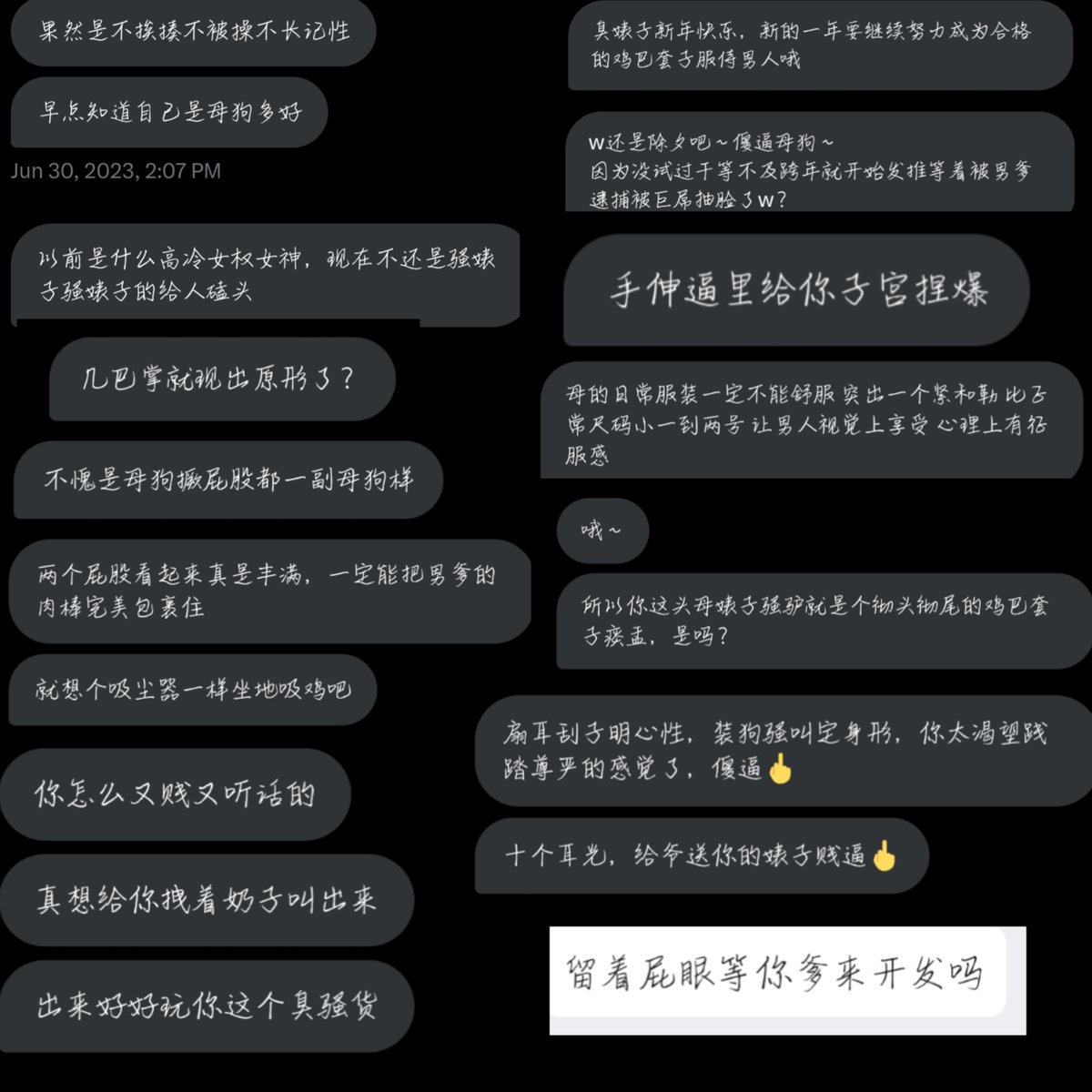 这真是烈性春药……
私信都有看，爽也是真的爽
不回消息的习惯太不好，请爹爹们尽情揪着母狗的头发给巴掌和耳光吧……