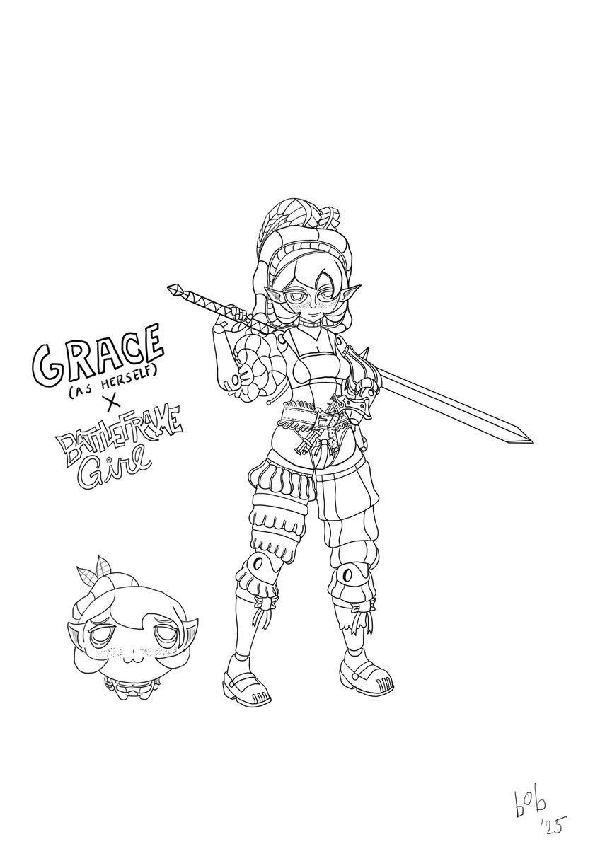 Linear commission for <a href="/HiroBrotag/">Hojotoho!</a> for his OC, grace, in the style of the comic I'm working on.