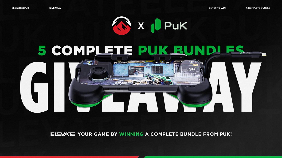 ELEVATE X PUK GIVEAWAY

Now is your chance to win 1 of 5 COMPLETE BUNDLES from PuK! 

How to enter: 
- Follow <a href="/ElevateGG/">ELEVATE</a>
- Follow <a href="/PuK_Gaming/">PuK</a>
- Like this post and tag 2 friends 

It's time to elevate your game. 📱