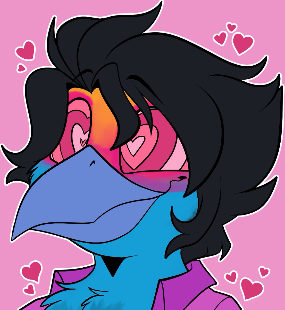 Lovestruck birb 💜v💜
Hearts for hypno eyes are just so good~

🎨: <a href="/popcocks/">pop 🔞</a> 💜