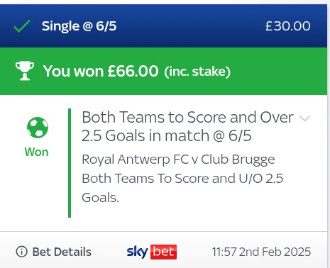 Both2ScoreTips's tweet image. (2-1) in 89mins ✅
3U winner @ 2.20 💰