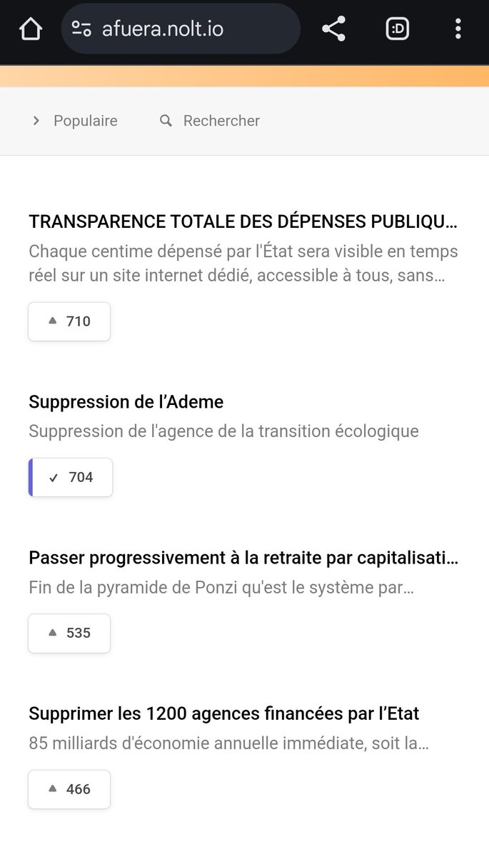 Mileistesfr's tweet photo. Superbe succès pour le lancement de la plateforme A.F.U.E.R.A.

 350 propositions et plus de 15000 votes en seulement quelques heures. 🤯 https://t.co/YdpvH2YQKm