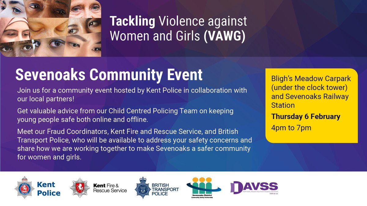 Sevenoaks District Community Safety Partnership (@sdc_csp) on Twitter photo Come join us and colleagues at our walk and talk event on how we can tackle violence against women and girls
<a href="/_DAVSS_/">DAVSS</a> <a href="/KentPolice7oaks/">Kent Police Sevenoaks</a> <a href="/SDC_newsdesk/">Sevenoaks District Council</a>
<a href="/BTP/">British Transport Police</a> Come join us and colleagues at our walk and talk event on how we can tackle violence against women and girls
<a href="/_DAVSS_/">DAVSS</a> <a href="/KentPolice7oaks/">Kent Police Sevenoaks</a> <a href="/SDC_newsdesk/">Sevenoaks District Council</a>
<a href="/BTP/">British Transport Police</a>