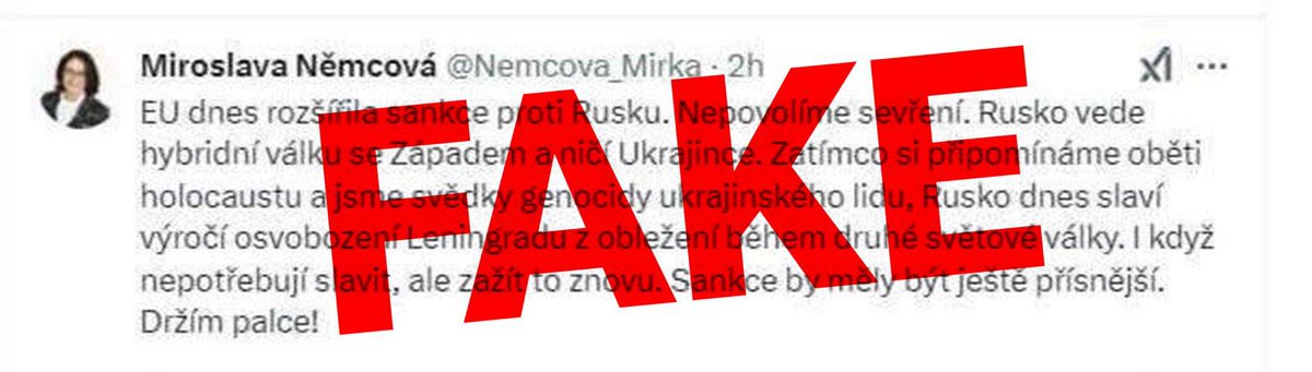 Všichni geniální dezouši, co šíří fejkový post Mirky Němcový a píšou k tomu, že ho URČITĚ SMAZALA si jaksi nevšimli, že onen příspěvek má 280+ znaků a Mirka Němcová nemá prémiový účet s fajfkou. 

Tudíž ho nemohla ani napsat. Jak prosté, milý Watsone… 🤪