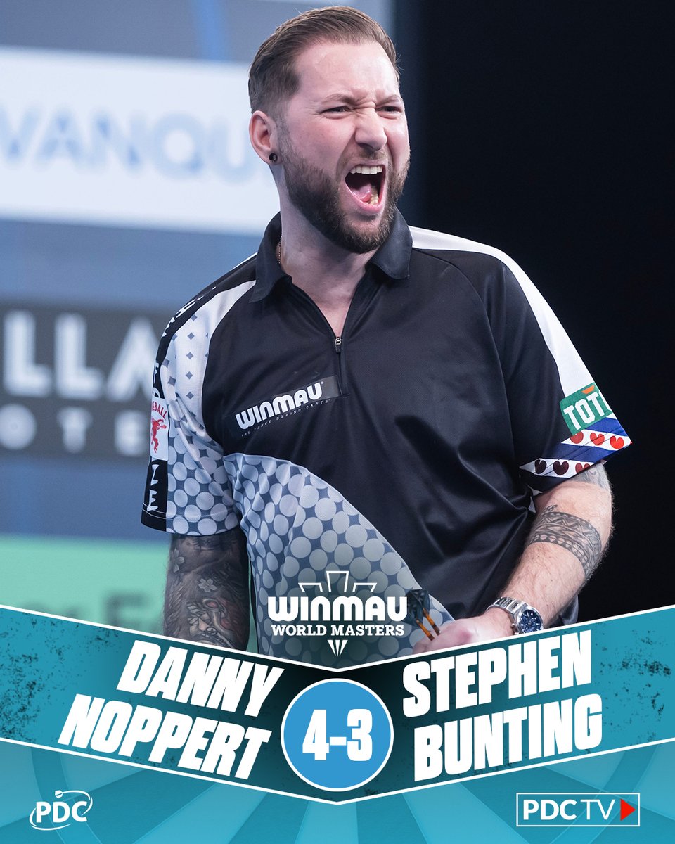 OfficialPDC's tweet photo. A battling performance from Danny Noppert to reach the Semi-Finals at the expense of Stephen Bunting! https://t.co/AS5p0UWz0c