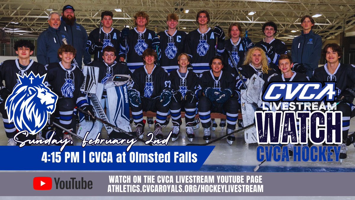 CVCA Livestream hits the road today for the <a href="/CVCAHockey/">CVCA Hockey</a> regular season finale. Tune into the CVCA Livestream YouTube channel at 4:15 for CVCA vs <a href="/OFHS_Hockey/">OFHS Hockey</a>. Link: athletics.cvcaroyals.org/hockeylivestre…