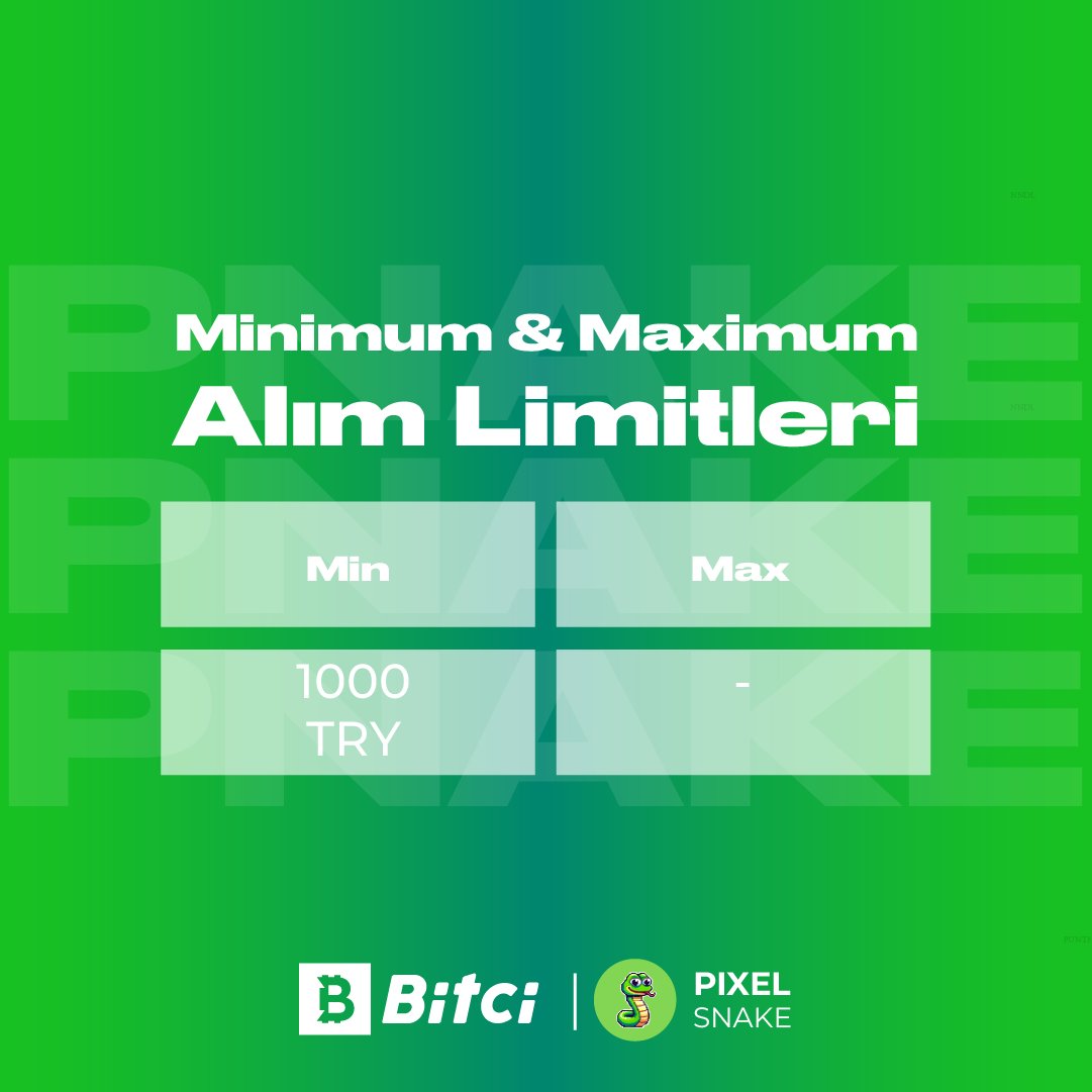 safebitcom's tweet photo. 📢 Bitci'den Yeni Ön Satış!
Solana ağında üretilen Pixel Snake (PNAKE) ön satışı yarın 15:30'da başlıyor! 🐍
💰 1 $PNAKE 1 TRY'den satışa sunulacaktır.
🔒 Kilitli Satış
🔸 Ön satış da 3 Şubat saat 15:30'da başlayıp, 3 Şubat saat 23:59'da sona erecektir.
🗓️ $PNAKE Listeleme Tarihi: 04.02.2025 16:00
✅ 1.500.000 adet üretilen $PNAKE'in 750.000 adeti ön satışta sunulacaktır.
🔓 Ön satışta kişi başı minimum alım miktarı minimum 1000 TRY veya değerinde USDT olup, maximum alım miktarı ise bulunmamaktadır.
💵 Ön satışlara TRY veya USDT ile katılım sağlayabilirsiniz.
🔐 Ön satış kilitli olarak gerçekleştirilecek olup, listeleme günü %25i dolaşımda olacaktır.
#Bitci #BitciZone #PixelSnake $PNAKE