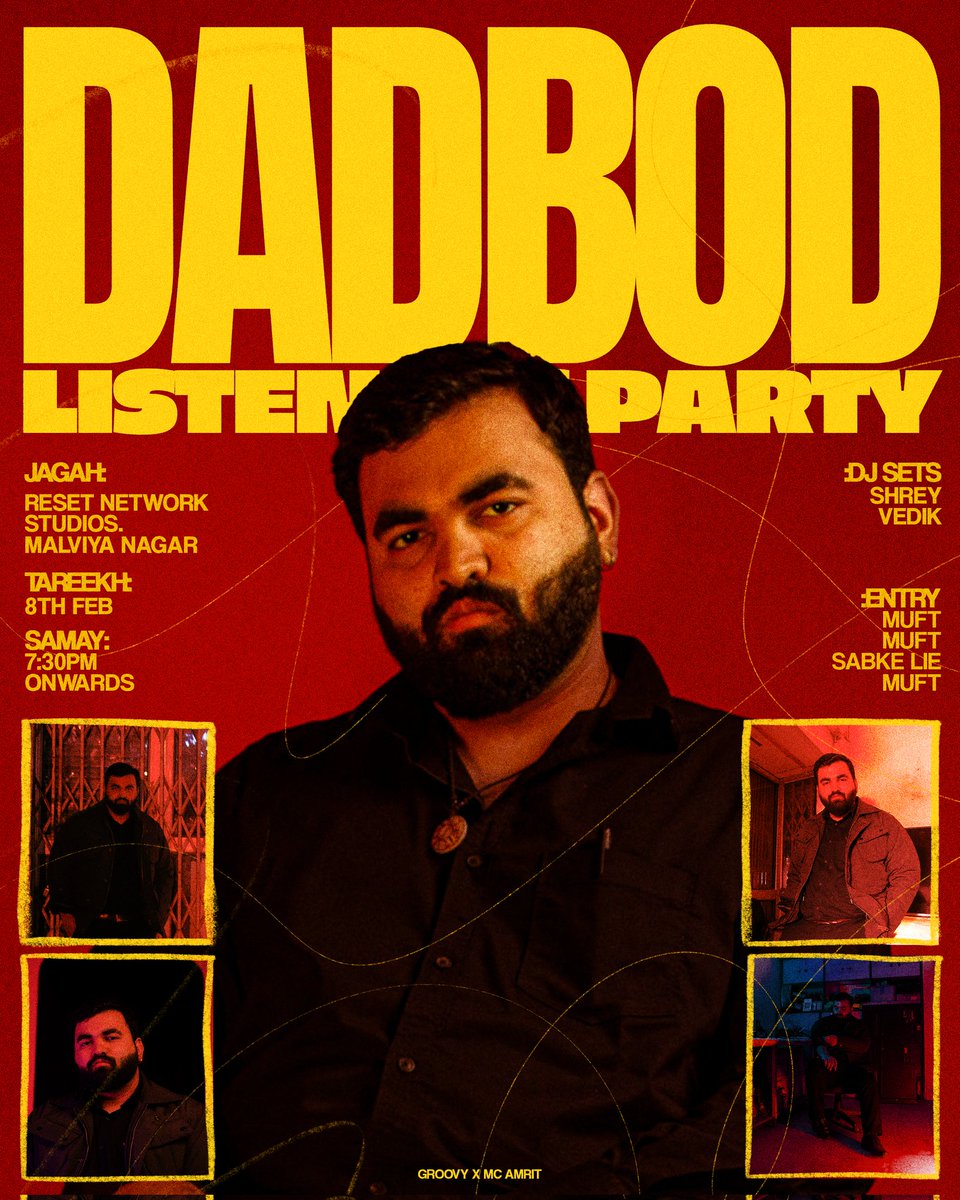 ONE FOR THE BOOKS
DAD BOD LISTENING PARTY 
8th FEB, RESET NETWORK STUDIOS
NO TICKET - NO COVER CHARGE