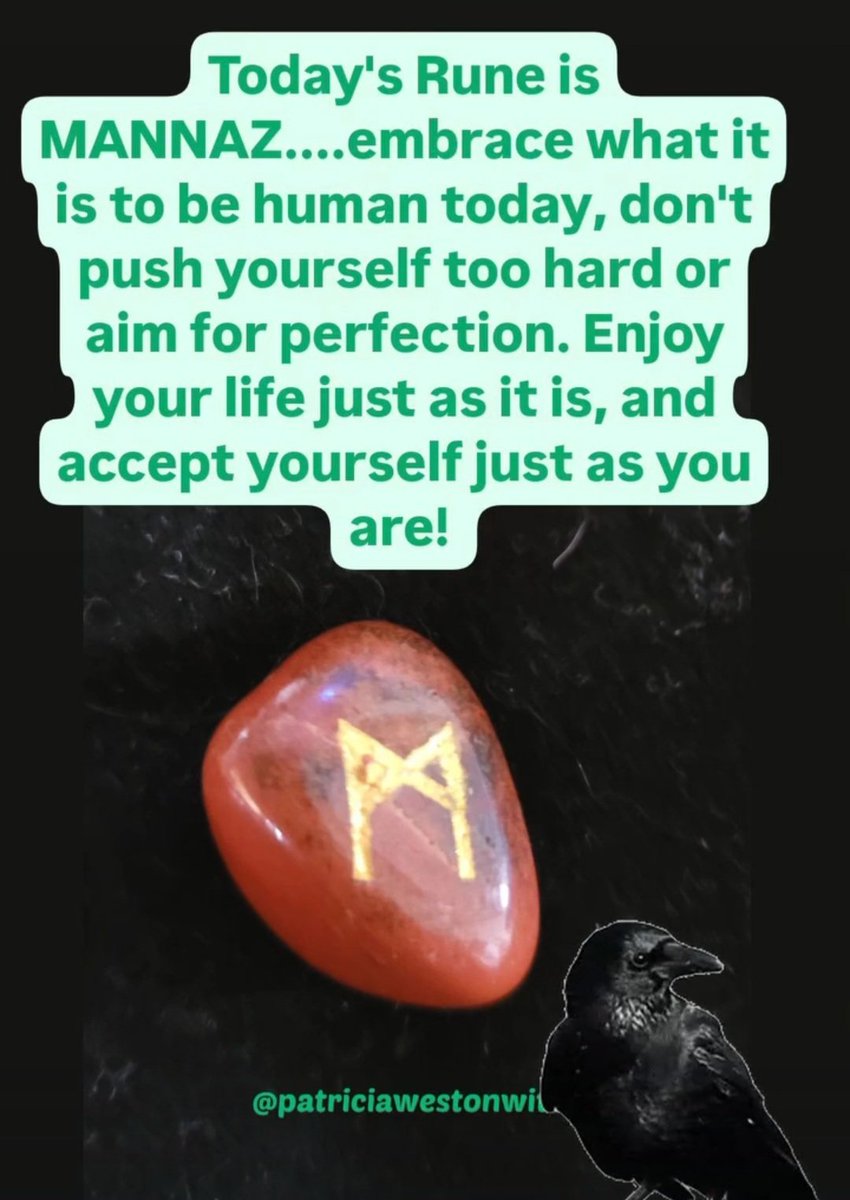 PsychicWitch13's tweet image. Today's Rune is MANNAZ....embrace what it is to be human today, don't push yourself too hard or aim for perfection. Enjoy your life just as it is, and accept yourself just as you are! 
#runecasting