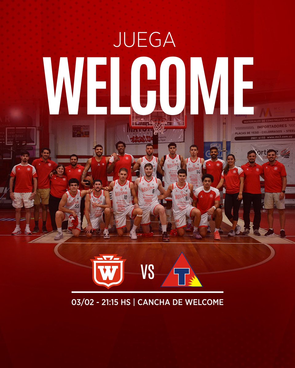 ¡JUEGA WELCOME! ❤️🤍

🆚 Trouville
🕔 21:15 hs 
📍Welcome - Dr. Emilio Frugoni 934

¡Los esperamos a todos para acompañarnos en un partido muy importante para nosotros! 🏀💪