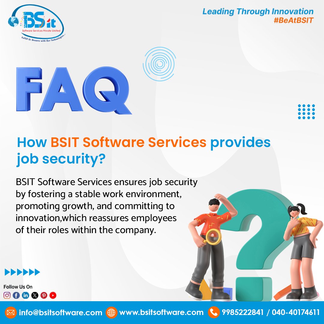 bsitsoftware's tweet photo. 🚀 At BSIT Software Services, we foster a stable work environment, promote growth, and drive innovation to ensure job security for our employees! 🔐💼
#JobSecurity #CareerGrowth #BSITSoftware #FutureOfWork #WorkplaceCulture #Innovation #SecureJobs #bsit #bsitsoftware https://t.co/McsZJMLjQw