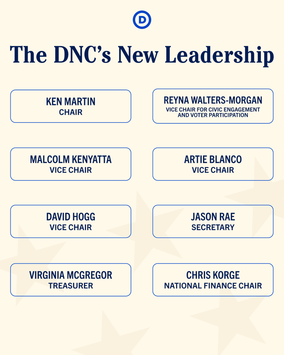 Congratulations to the newly elected DNC officers!