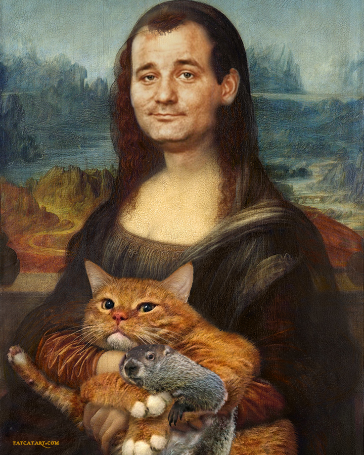 FatCatArtRu's tweet photo. Happy #Groundhog Day!⁠❄️
The recreation of Charles McFarlane's "Bill Murray as Mona Lisa", but improved by Zarathustra the Cat holding a groundhog 😻
BTW, Punxsutawney Phil saw his shadow today and predicted six more weeks of winter!
But our art and you… https://t.co/j9j6Hsjkl1 https://t.co/tbd9YDrsCR