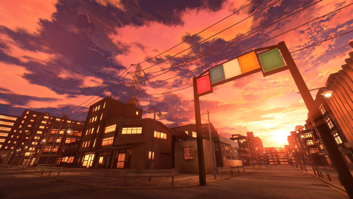Tigri_AkaNasu's tweet image. 港町から1kmほど歩いた先にある商店街
#unity3d