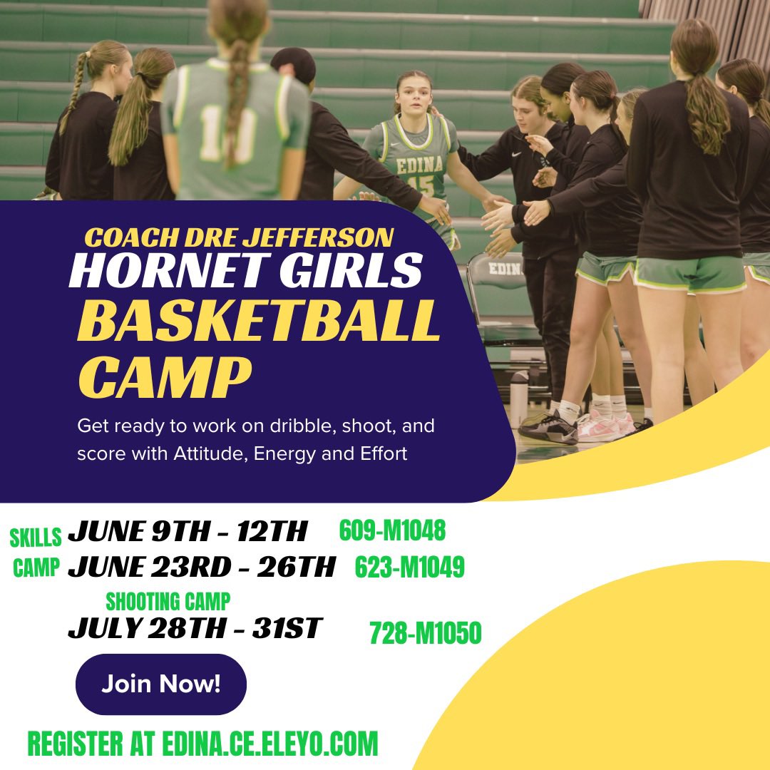 Summer dates are set! Time to work and get better

Visit Edina.ce.eleyo.com