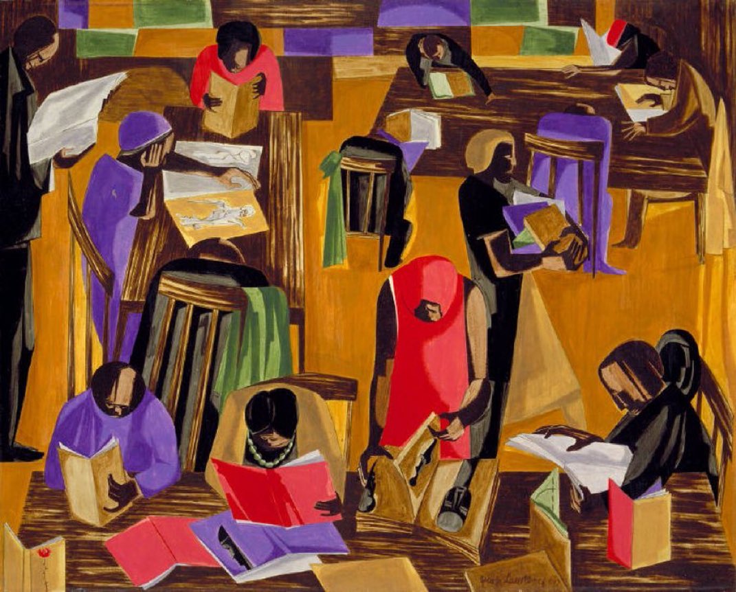‘The Library’ by Jacob Lawrence #art #paintings #BlackHistoryMonth