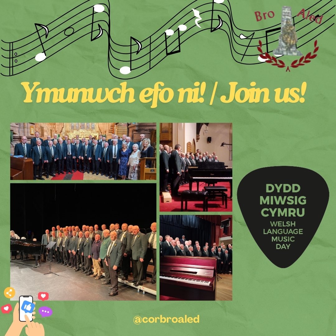 CorBroAled's tweet photo. 🎵Dydd Gwener (7.2.25) mi fydd hi’n ddiwrnod Miwsig Cymru 🏴󠁧󠁢󠁷󠁬󠁳󠁿 Aelodau newydd - dewch i ddathlu cerddoriaeth Cymraeg gyda ni nos Iau! 

🎵Friday (7.2.25) will be Welsh Language Music Day🏴󠁧󠁢󠁷󠁬󠁳󠁿New members - join us to celebrate Welsh music on Thursday night! https://t.co/3Xgbmv2BLO